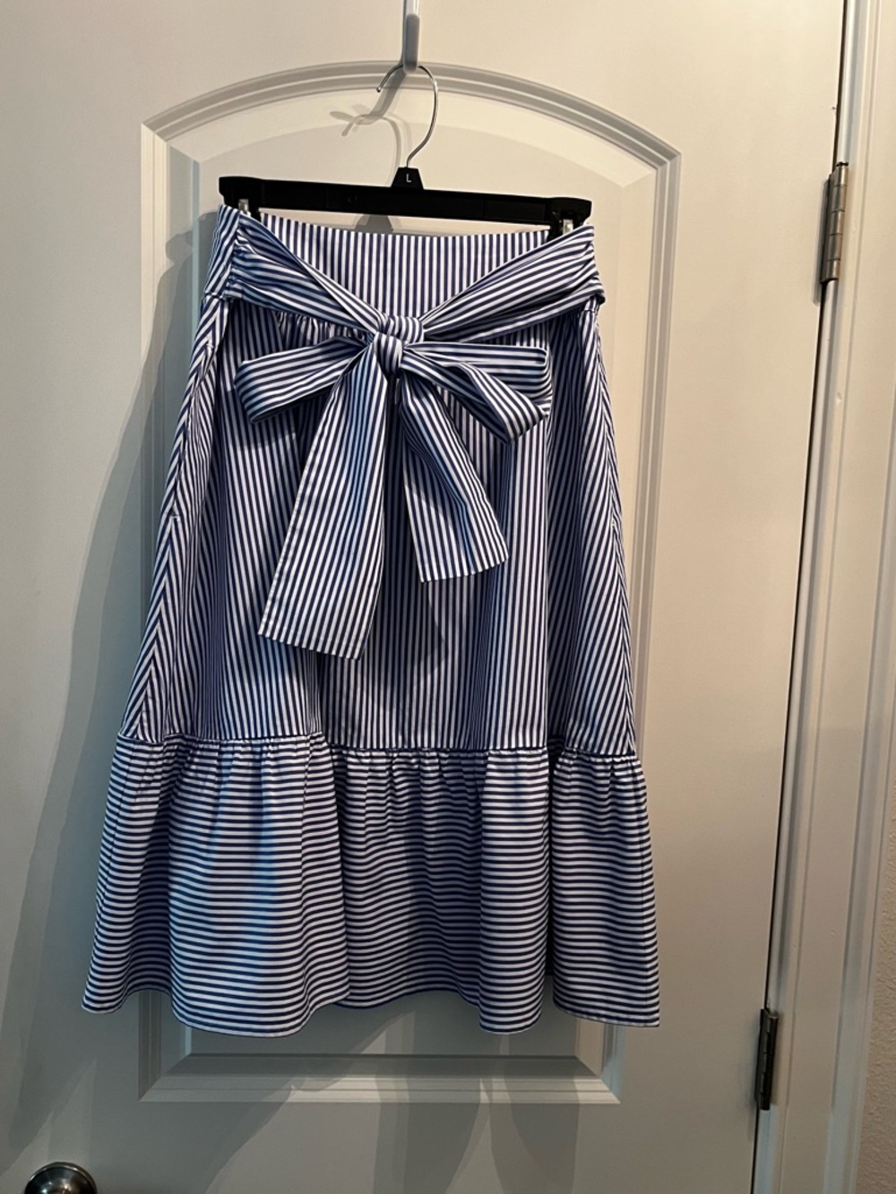 J Crew Blue and White stripe Tie-waist skirt; size 2 - Picture 2 of 10